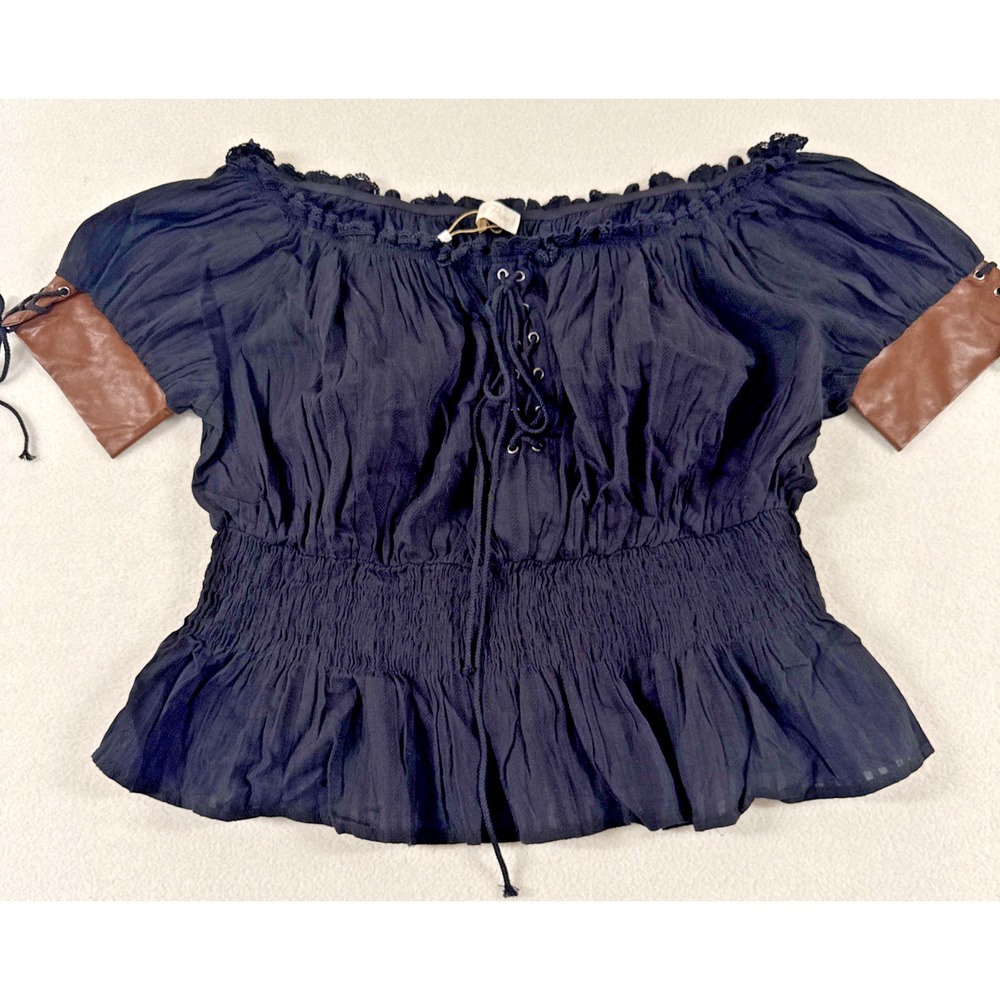 Women Medieval Top 2XL Ren Fair Festival Cosplay Costume Pirate Lace Up Cuff New